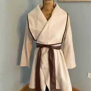 Shein Curve Women Size 2XL Cream Wrap Belted Jacket Wide Collar